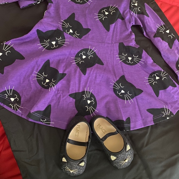 NWT Child’s Place Halloween Dress & Matching Cat Flats - Picture 1 of 4